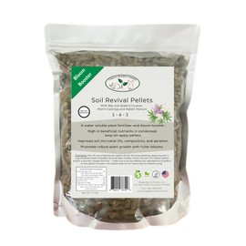Soil Revival, Bloom Booster and Soil Conditioner Pellets, Organic. 3-4-3 NPK. Bat and Seabird Guanos with Rabbit Manure, Worm Castings and Alfalfa Meal, 1.5lb Bag