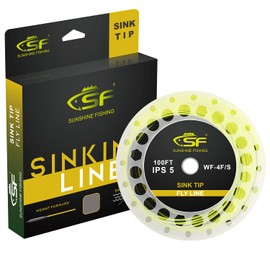 SF Hi-Viz Fly Fishing Sinking Tip Line Weight Forward Taper Floating Fly Line Sinking Line 100FT IPS5# WF6F/S Fluorescent Yellow&Black