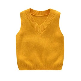 PTPUKE Baby Boys Girls V Neck Comfort Knitted Sleeveless Pullover Sweater Vest Yellow