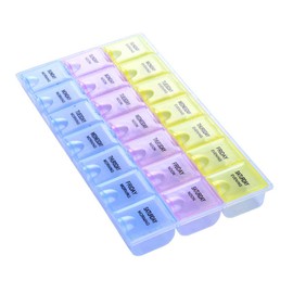 INVODA Pill Case 7 Day Weekly Pill Box with Medication Reminder Pill Organizer - Morning Noon Evening Daily 21 Detachable Compartments