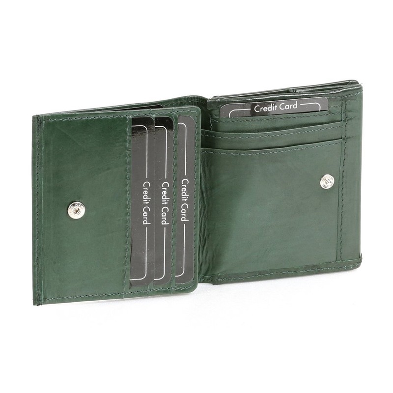 Small Leather Boxed Style wallet with large coin compartment LEAS,