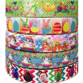 Grosgrain Ribbon 7/8" Easter 5 yard mixed lot Printed Bulk - USA SELLER