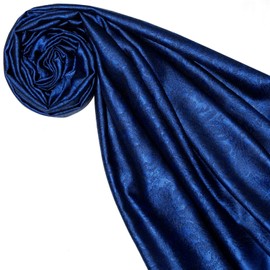 Lorenzo Cana Men's Scarf 70% Silk 30% Viscose with Paisley Pattern Scarf 70 cm x 190 cm Blue Fringe Men's Scarf 7842011, Blue Navy Medium Blue