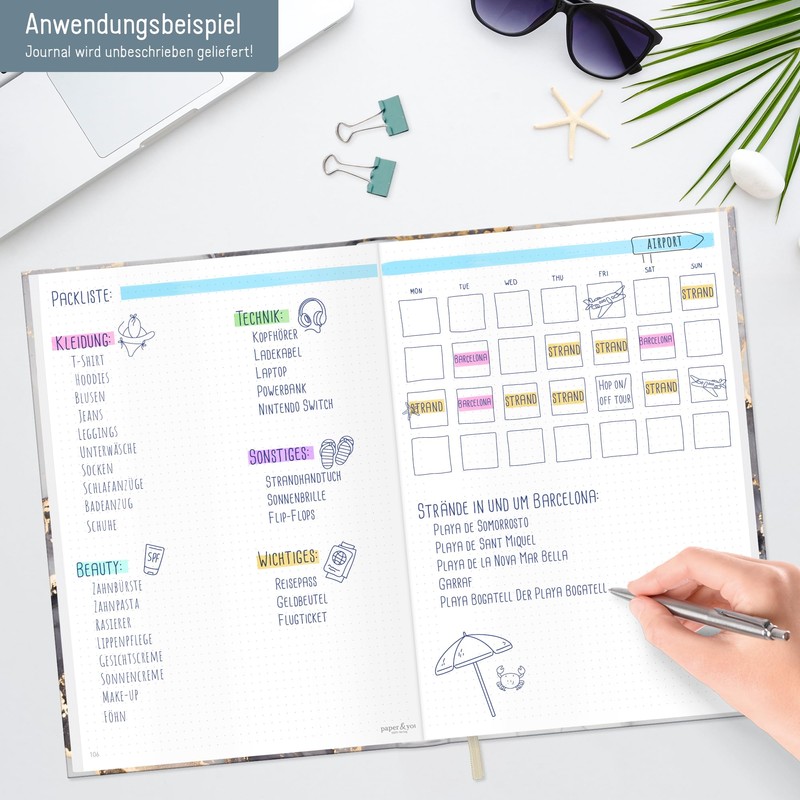 paper&you® Bullet Journal Dotted A4+ with Elastic Band [Grey Marble]