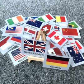 Preschool Flash Cards Set 24pcs/32pcs Toddlers Animals & Transportation & National Flags Waterproof Learning Cognitive Toys Early Educational Learning Cards Toy for Baby Infants Newborns Kids Children