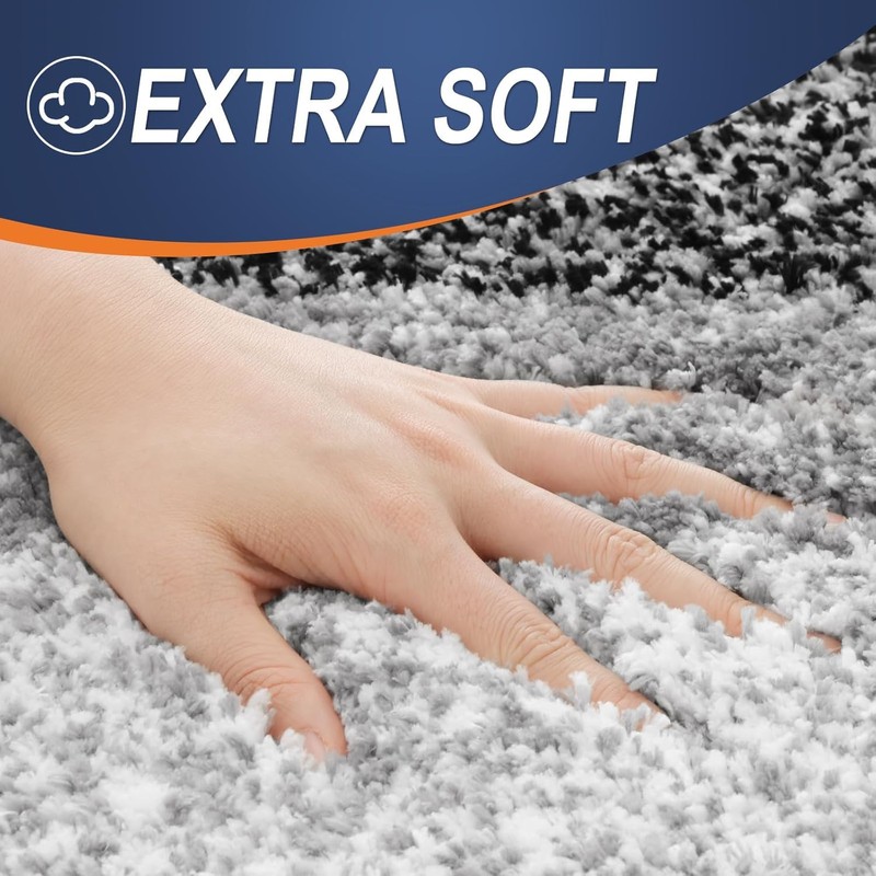 smiry Microfiber U-Shape Toilet Mat, Non-Slip Shaggy Soft Pedestal Mat