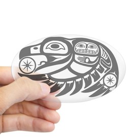 CafePress Native American Raven Sun Oval Bumper Sticker, Euro Oval Car Decal
