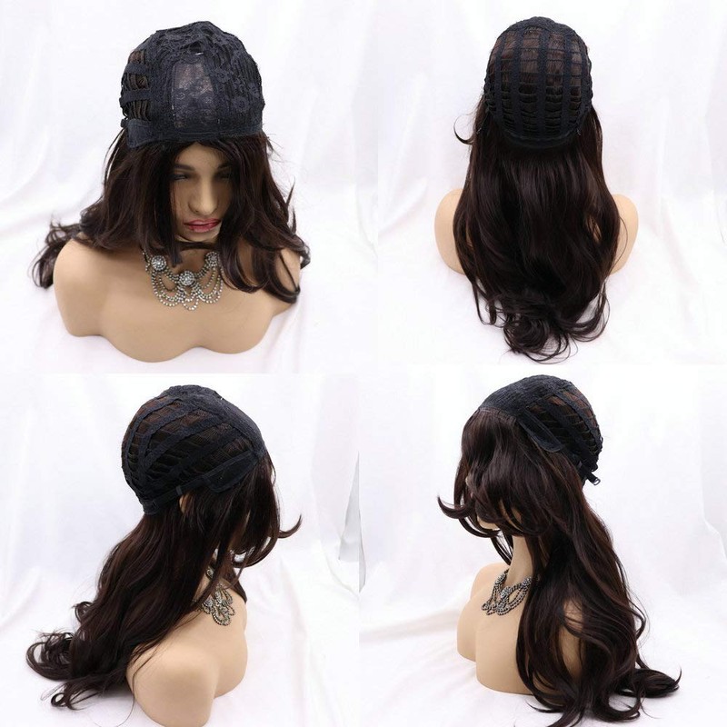 Brown Synthetic Wigs for women Long Natural Wavy Wig with