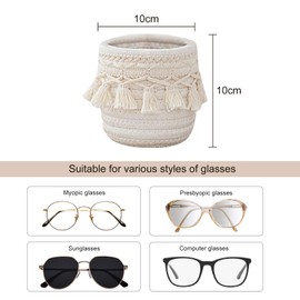 KONIDUN Glasses Holder for Nightstand - Bedside Eyeglasses Holder Stand Case with Cleaning Cloth, Anti-scratch Eye Glass Storage Organizer for Desk, Office Decor