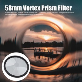 58mm Vortex Prism Filter, Vortex Distortion Effect Camera Lens Filter, Prism Special Effect Filter, Waterproof, Anti Oil, Optical Glass, Double Sided Multilayer Coating