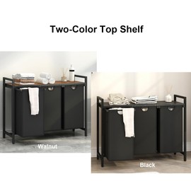 Laundry Hamper, Two -Color 3 Section Laundry Basket with 3 Removable Laundry Sorter Bags and Top Shelf, Clothes Hamper for Laundry Room, Bathroom