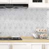 Wallercity Gray Herringbone Marble Peel and Stick Backsplash 10-Sheets Marble
