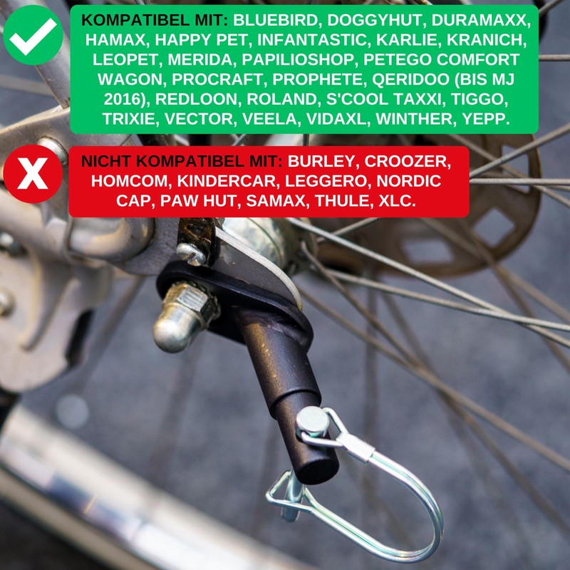Bicycle Trailer Coupling 2 Sets Black with Safety Pin Compatible