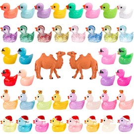 Mini Ducks 50 Pack Tiny Ducks Little Ducks Small Ducks Plastic Mini Resin Animals Figures to Hide Miniature Flamingos Figurines Garden Accessories Micro Landscape Statues Valentine's Day Gifts Blue