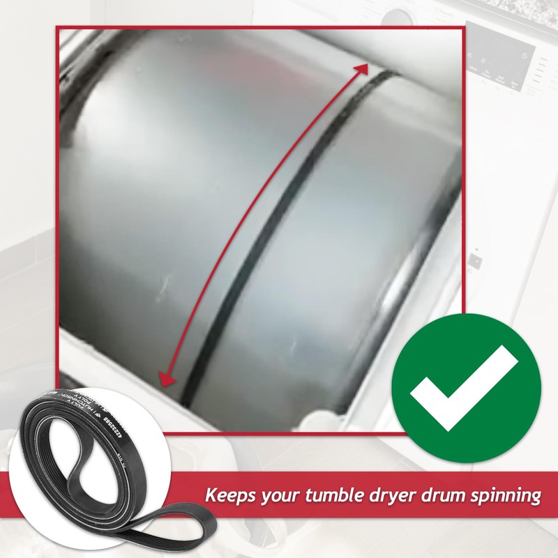 SPARES2GO Poly-V Drive Belt for Bush BCGBTD8HP TD7CNBCW Tumble Dryer