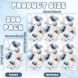 200 Pcs Bulk Paper Guest Towels Floral Napkins Boho Vintage Flower Disposable Dinner Napkins Watercolor Summer Decorative Botanical Hand Towel for Bathroom Wedding Holiday Party 8.3 x 4.3"