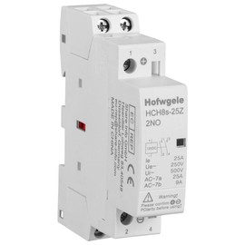 Hofwgele HCH8s-25Z Contactor 12V DC 2NO 2-Pin Modular Household Contactor 25A 50/60Hz DIN Rail Mounting Modular AC Contactor for Smart Home House Hotel