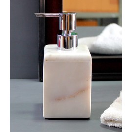 KLEO Soap/Lotion Dispenser - Made of Genuine Indian Marble - Luxury Bathroom Accessories Bath Set - White