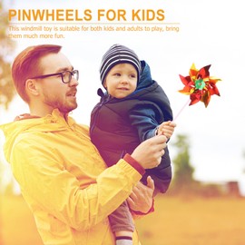 jojofuny 100pcs Plastic Rainbow Windmill Rainbow Pinwheels - Sequined Pinwheels for Kids Toy Garden Yard Windmill Party