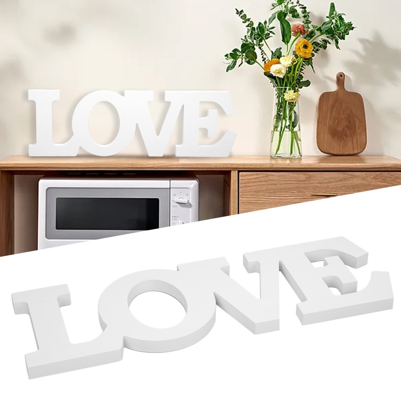 Wood Love Sign White One Piece Design Exquisite Beautiful Wooden