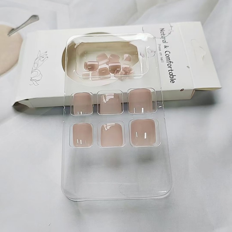 24Pcs Nude Press on Toe Nails Short Fake Toenails with