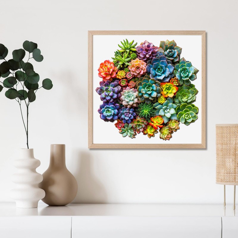 Mys Aurora Succulent Wooden Puzzles for Adults, 200 Piece Unique