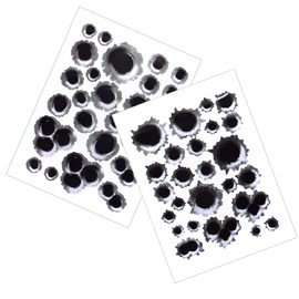 AUEAR, 4 Pack Bullet Hole 3D Stickers Fake Gun Shots for Room Car Truck Fridge Crafts Motorcycle Helmet