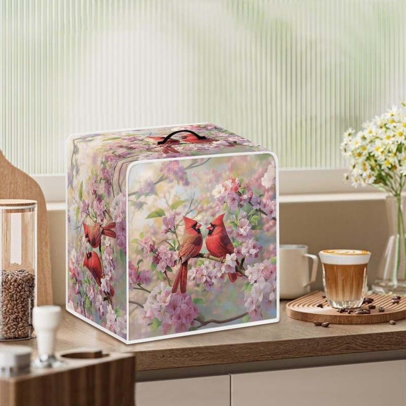 Talayituse Cardinal Cherry Blossom Print Coffee Maker Cover Stain Resistant
