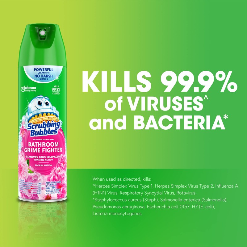 Scrubbing Bubbles Bathroom and Shower Cleaner Disinfectant Aerosol, Foaming Action