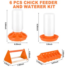 ROSTIUTE Plastic Baby Chicken Feeder and Waterer Set (White&Orange)