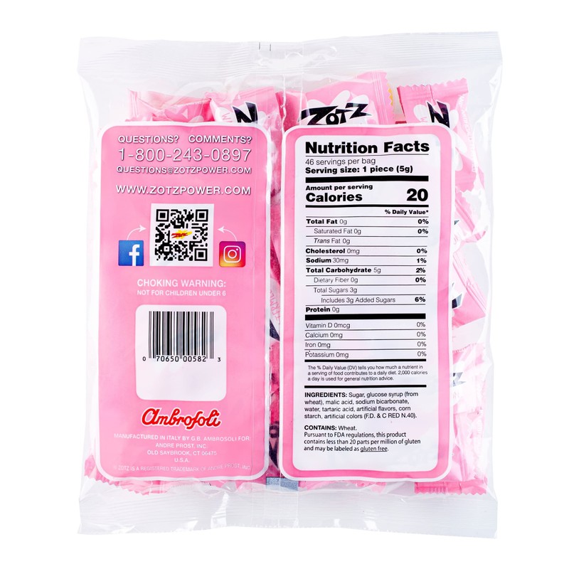 Zotz Fizz Power Candy Watermelon - Fruit Flavored Hard Candy