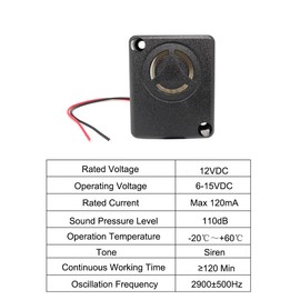 SazkJere 6 Sets DC12V 9-15V Black Electronic Mini Piezo Alarm Siren Insurance Anti-Theft High-Decibel Square Active Buzzer 110dB with 9V Battery Clip Buckle T-Type Connector