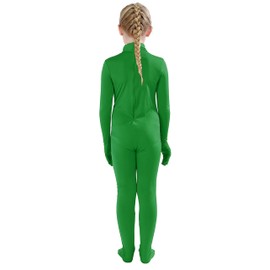 Full Bodysuit Kids Dancewear Solid Color Spandex Zentai Child Unitard (Green, S)