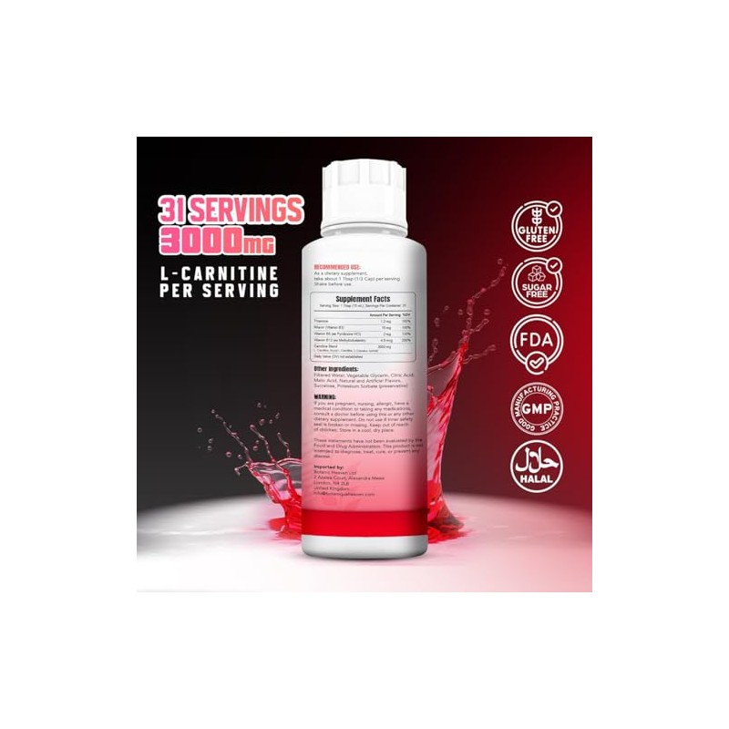 L-Carnitine Liquid 3000mg Per Serving | High Strength Liquid Carnitine