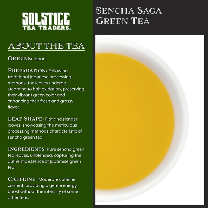 Solstice Loose Leaf Sencha Green Tea, 1 LB, Bulk 16-Ounces