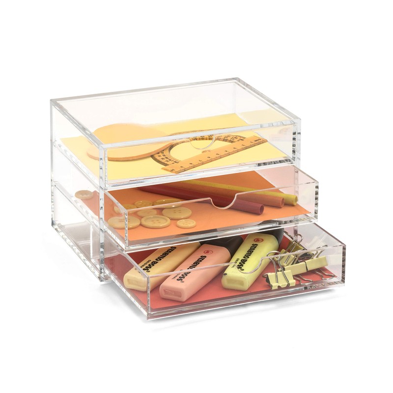 Osco Clear Acrylic Container with 3 Drawers, clear m