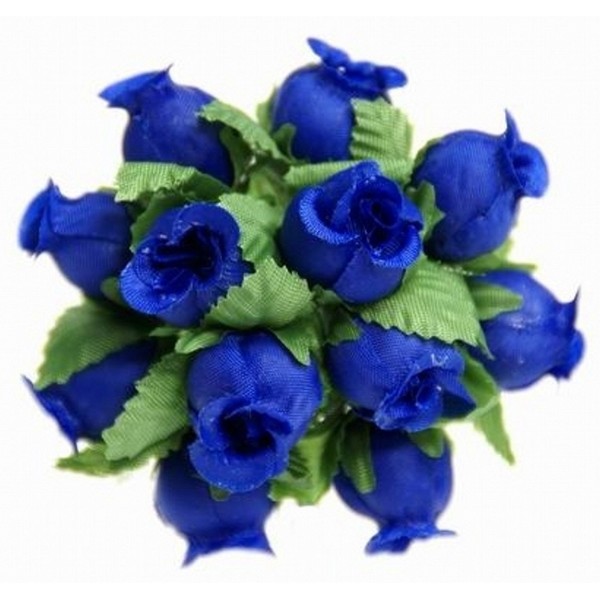 144 Miniature Poly Rose Silk Favor Flower Pick Wedding Shower - Royal Blue
