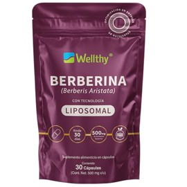 Wellthy Berberina Liposomal 30 Cápsulas. 100% Berberis Aristata, Entrega Optimizada, La mas Alta Biosiponibilidad, 500mg c/u, 30 días de Porciones, Bo