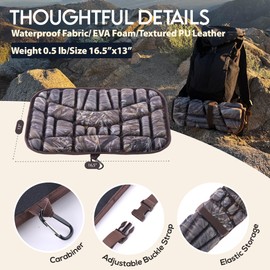 Wizcave Hunting Seat Cushion with Waist Strap, Waterproof & Anti-Slip Outdoor Seat Cushions, Lightweight & Foldable EVA Padded for Benches, Bleachers, Hunting, Stadium Seating, Hiking - Dry Grass