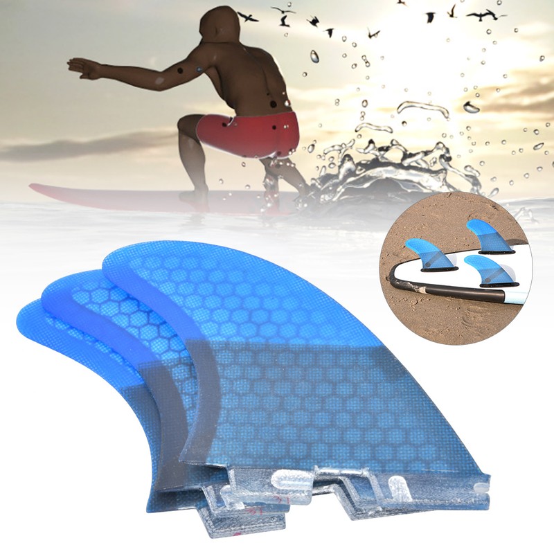 Fiberglass FCS2 Stylish Convenient Blue Surfboard Tail Fin Flexible Stable