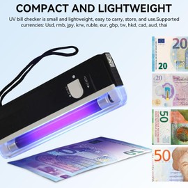 UV Money Checker,UV Bill Checker Light Bill Tester Handheld Counterfeit Bill Detector Portable Equipment for Recognize Dollars, Euros, Pounds, and All Currencies