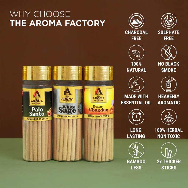 The Aroma Factory Dhoop batti, No Bamboo Herbal Dhoop Sticks