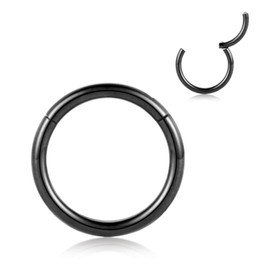 FUNLMO Nose Septum Rings Cartilage Earring Tragus Helix Rook Daith Conch Eyebrow Piercing Jewelry Lip Ring Surgical Steel 18G 5mm Black