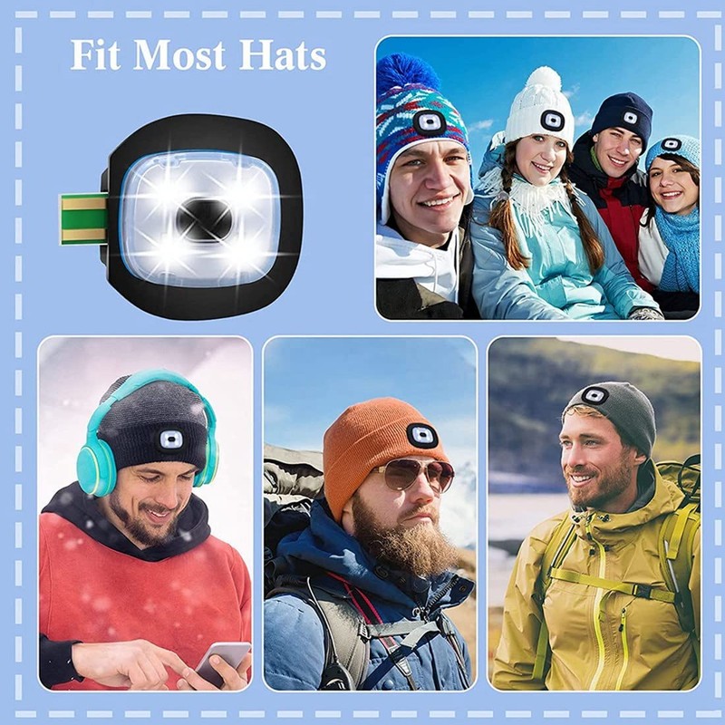 Fibroxify USB Rechargeable Knit Beanie Hat Light, 4 Pieces, Strong