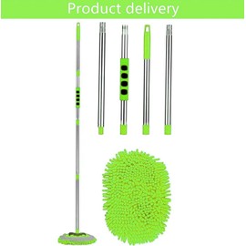 Car Wash Brush with Long Handle Microfiber 62" Brush Soft Mop Mitt Scratch-Free Kit Flexible Rotation Washing Paint Scratch Free Tool Supply Brush Extension Pole Flexible RVs Pickups Buses (Green)