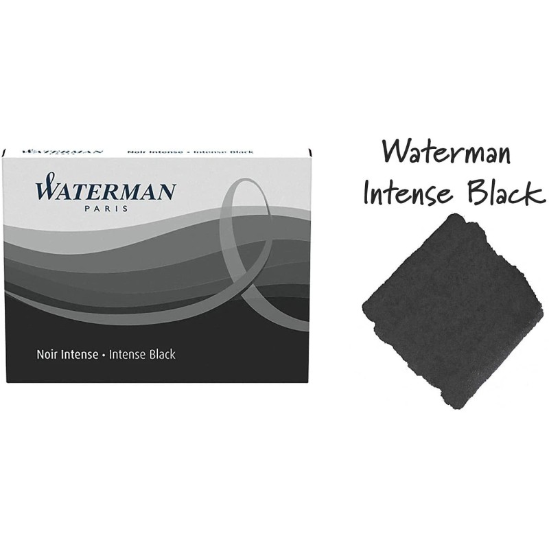 Waterman Paris Fountain Pen Ink Cartridges Refill Intense Black Pack