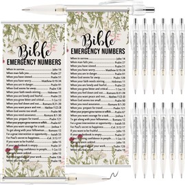Trandraft 50 Pcs Christian Church Pens Bulk Bible Verse Ballpoint Pens Books of The Bible Rollout Paper Pen Fathers Day Gifts for Men Sunday School(Emergency Numbers)