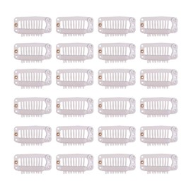 24 pcs/lot 32mm 9-teeth Hair Extension Clips Snap Comb Clips Metal Clips Wig Clips Hair Clips for Wigs Hair Extensions Hairpiece Wig Accessories Clips with Rubber Silicone Back (Blonde)