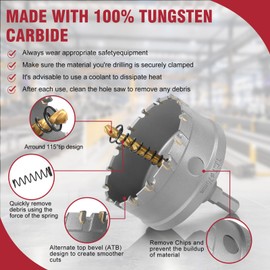 AOKAIMIAR 3 Inch Carbide Hole Saw with Titanium Plated Center Drill Bit, Heavy Duty TCT Hole Saw Metal Hole Cutter for Stainless Steel Iron Copper Brass Aluminum Alloy