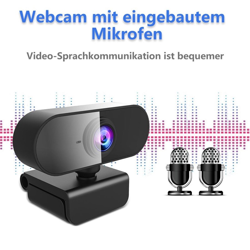 DDKJ Webcam Full HD 1080P, PC Camera with Microphone, Computer
